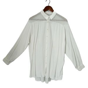 Urban Outfitters Button Up Blouse Women Medium White Cotton Feminine Comfy Boho